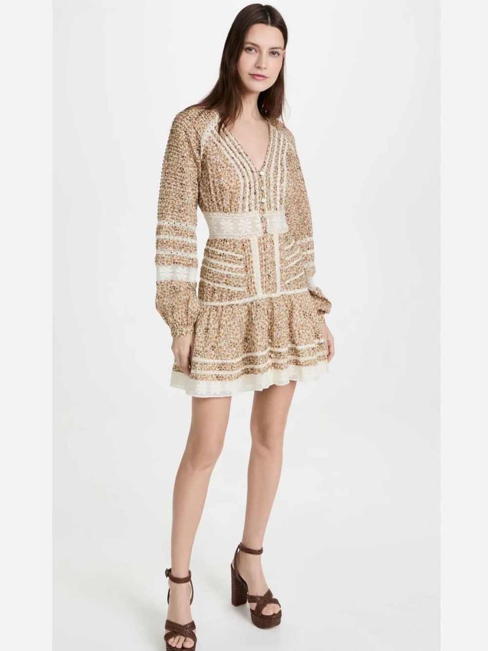 Veronica Beard Beige and White Mini Dress